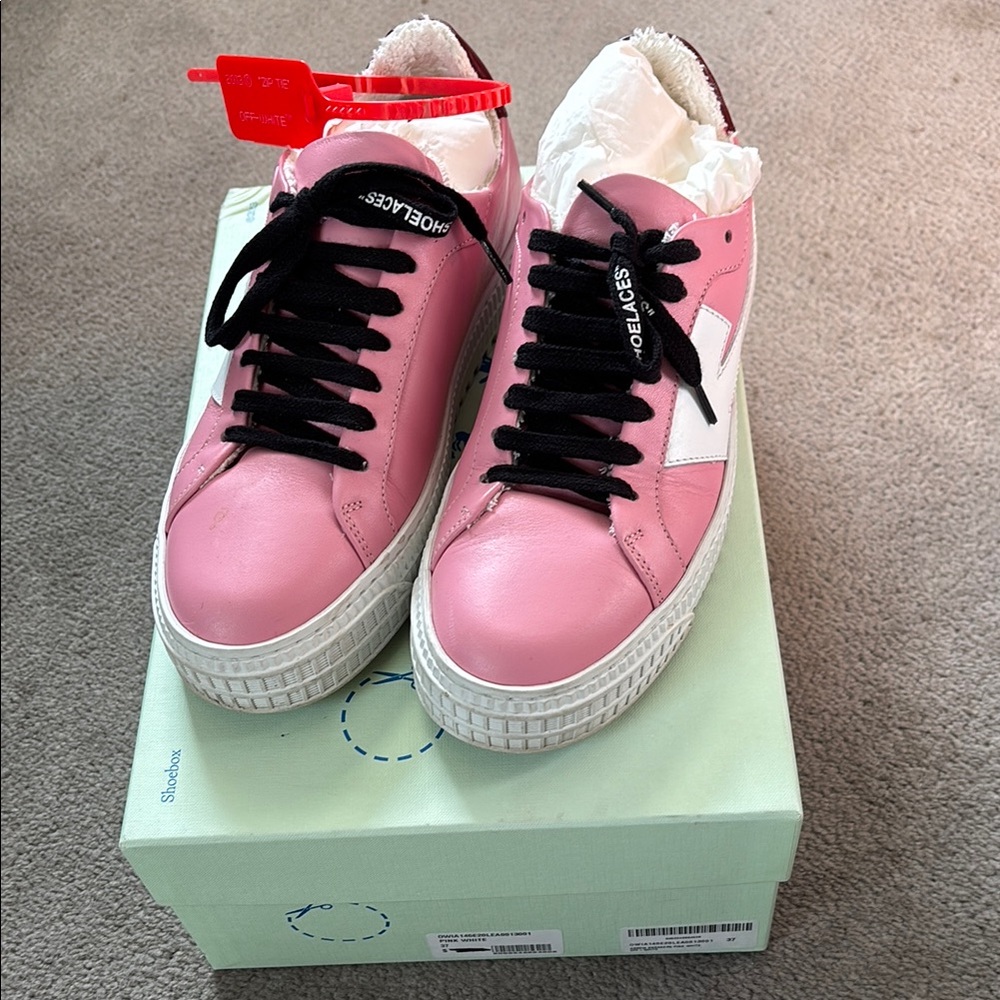 Pink Sneakers with Black Laces
